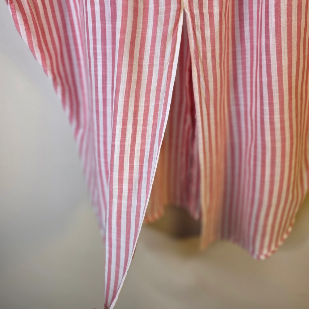 Madewell Cotton Button Shirt Womens Small Pink White Striped Back Vent Oversized - Picture 6 of 11